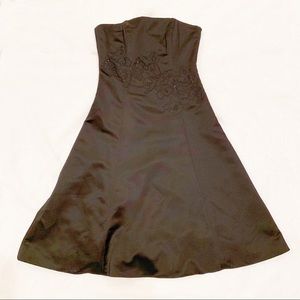 WHBM Black Satin Strapless Cocktail Dress Size 2